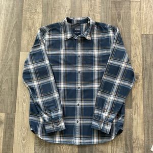 prAna Los Feliz Flannel Shirt 
1964381
Organic Cotton
Men’s Large
Blue White Tan